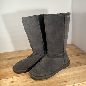 Bearpaw Cozy Boots Emma Women's Size 9 Tall Slipper Fur Suede Charcoal Gray Cozy